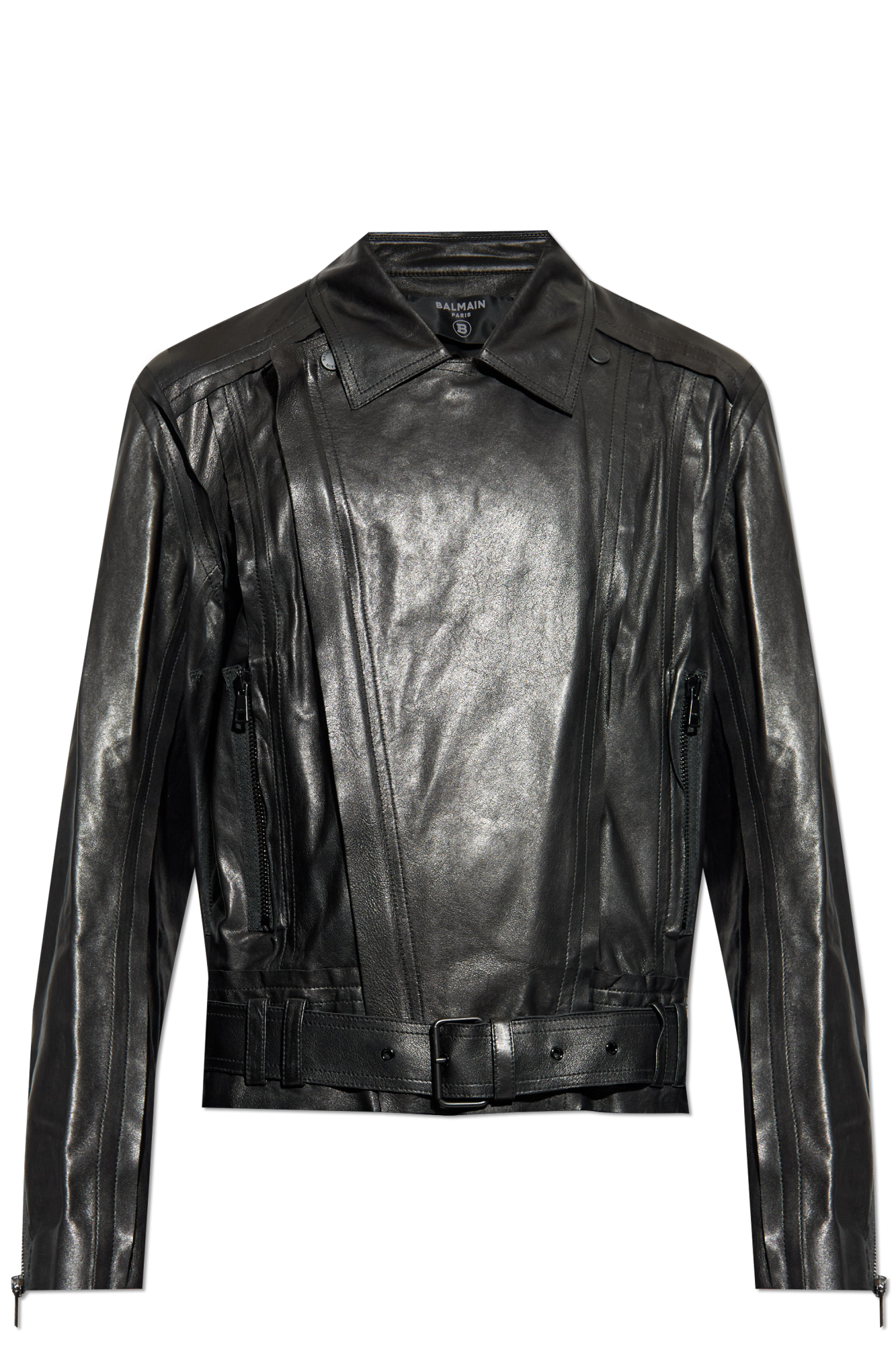 レザージャケット・コート BALMAIN FW25 Leather Jacket (FF1SI630LD63 0PA) 1-button belted leather jacket black black - Women | BALMAIN